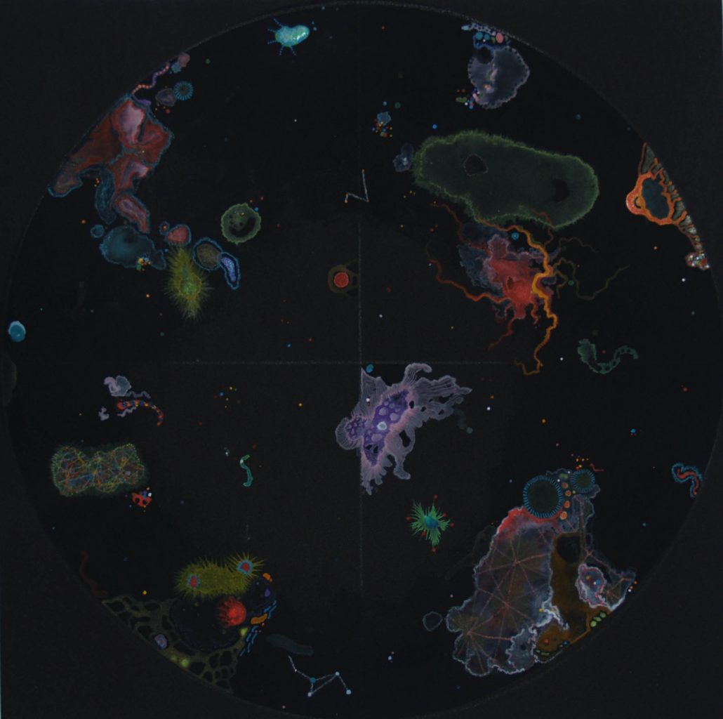 Saskia Zwiers - Zonder titel, 2013 - Acrylverf en kleurpotlood op schuurpapier - Particuliere collectie, Amsterdam